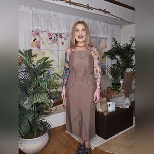 Spaghetti Strap Cargo Midi Dress